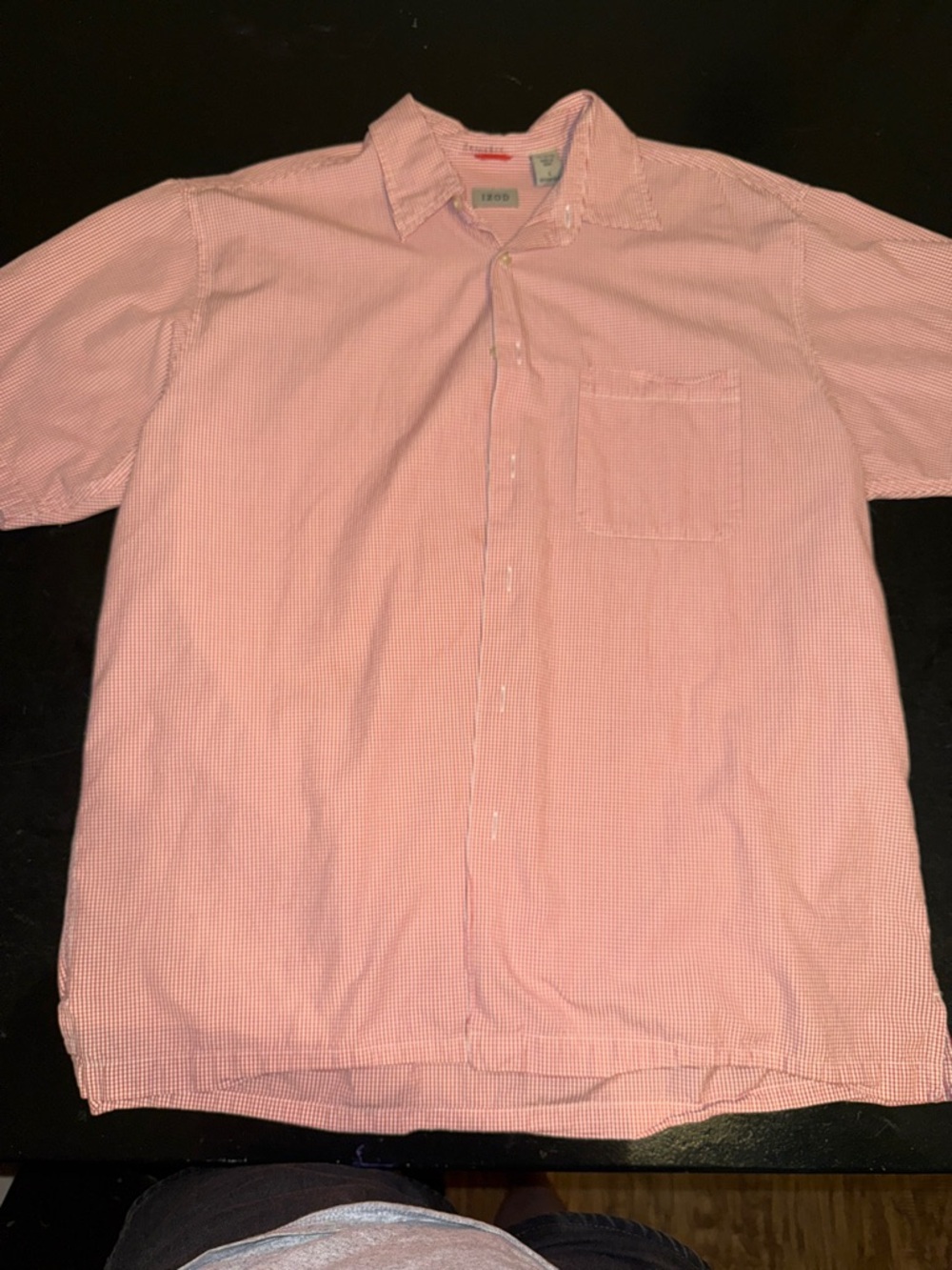 Izod Light red plaid Short-Sleeve Button-Down Shirt
